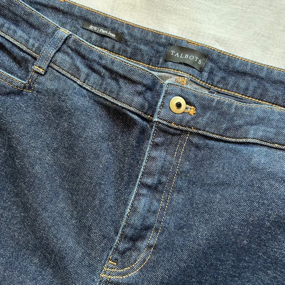 Talbots Denim - Talbots Flare Jeans Women 20W Indigo Blue Dark Wash Trousers Wide Leg Denim